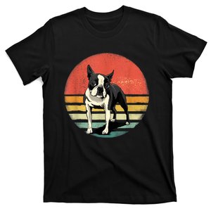 Retro Boston Bull Terrier Dog Puppy Boston Terrier Dad Mom T-Shirt