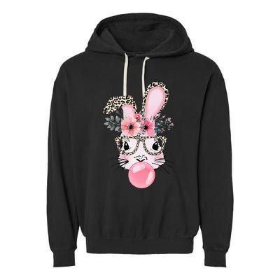 Rabbit Bunny Blowing Bubble Gum Easter Day Garment-Dyed Fleece Hoodie