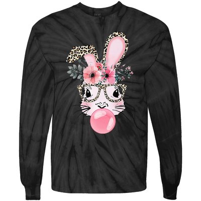 Rabbit Bunny Blowing Bubble Gum Easter Day Tie-Dye Long Sleeve Shirt