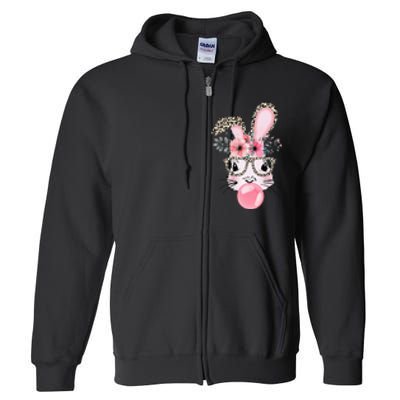 Rabbit Bunny Blowing Bubble Gum Easter Day Full Zip Hoodie