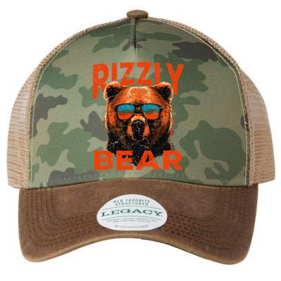 Rizzly Bear Cool Grizzly Bear Wearing Sunglasses Funny Meme Legacy Tie Dye Trucker Hat