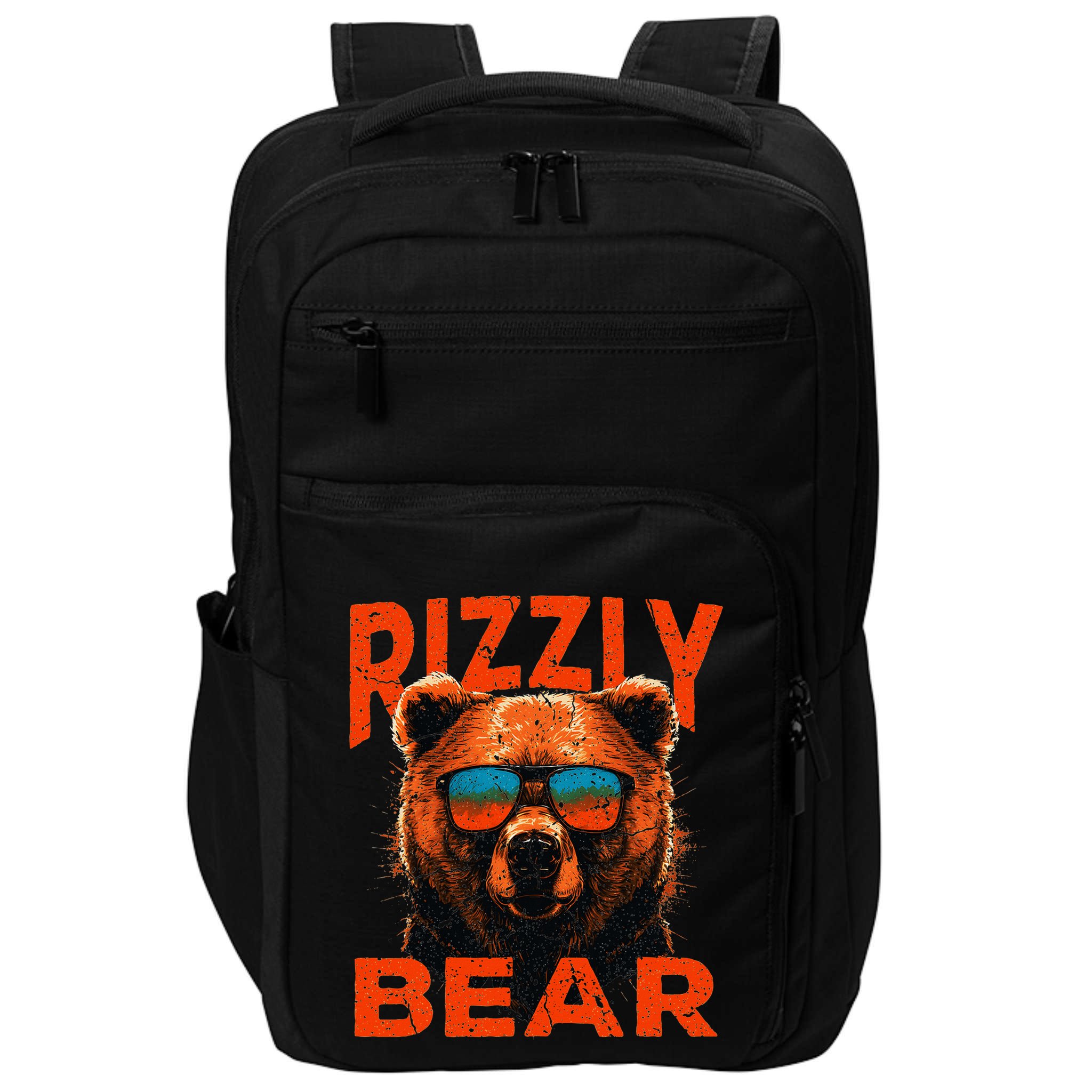 Rizzly Bear Cool Grizzly Bear Wearing Sunglasses Funny Meme Impact Tech Backpack