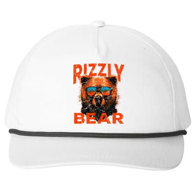 Rizzly Bear Cool Grizzly Bear Wearing Sunglasses Funny Meme Snapback Five-Panel Rope Hat