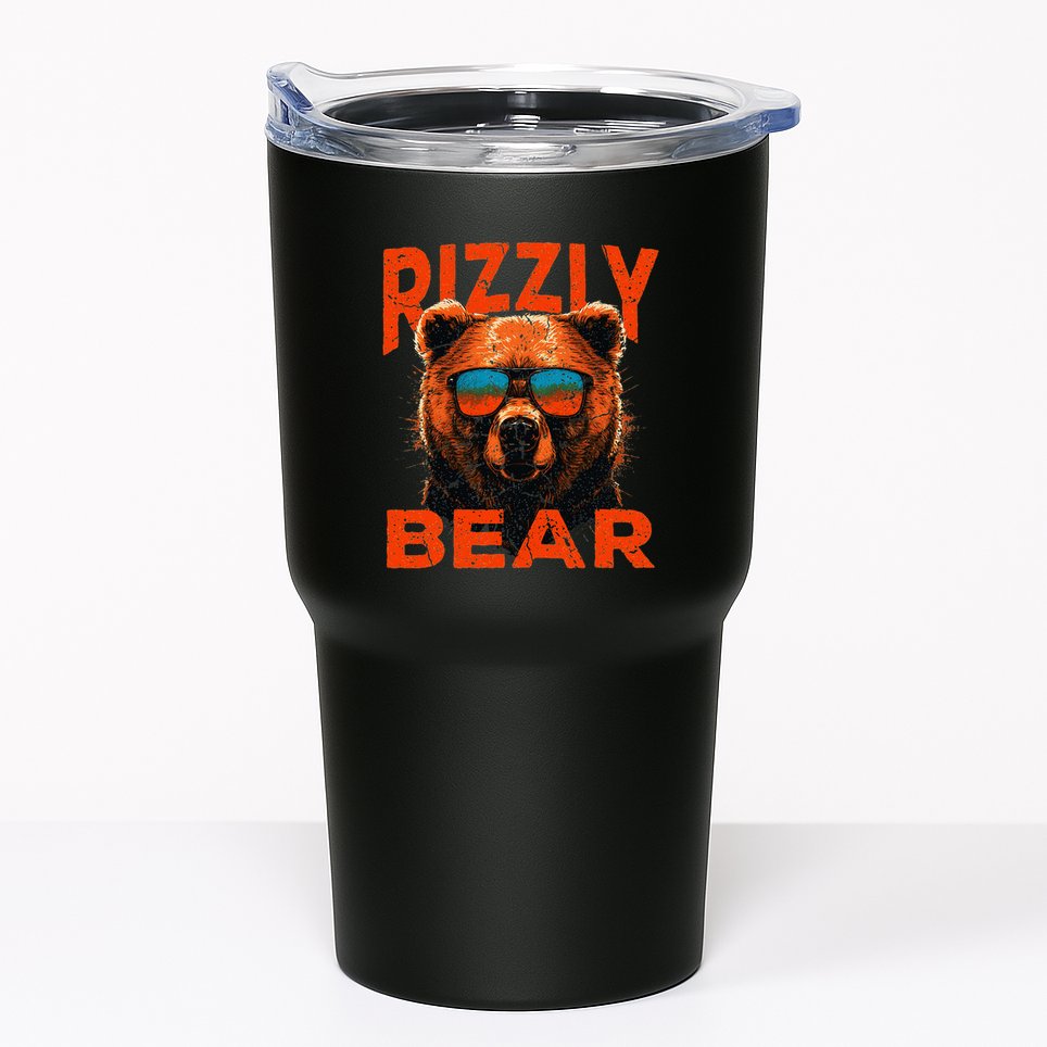 Rizzly Bear Cool Grizzly Bear Wearing Sunglasses Funny Meme Tumbler