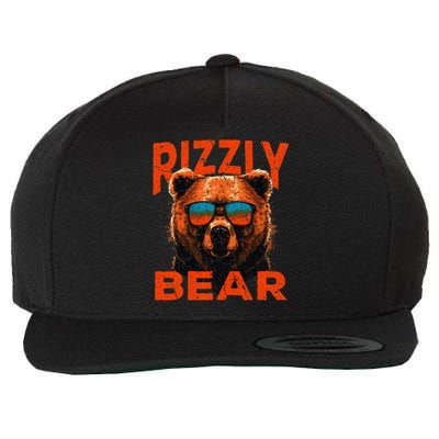 Rizzly Bear Cool Grizzly Bear Wearing Sunglasses Funny Meme Wool Snapback Cap