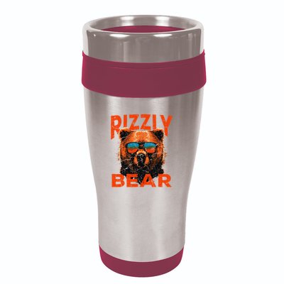 Rizzly Bear Cool Grizzly Bear Wearing Sunglasses Funny Meme 16oz Travel Tumbler