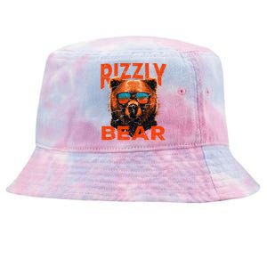 Rizzly Bear Cool Grizzly Bear Wearing Sunglasses Funny Meme Tie-Dyed Bucket Hat