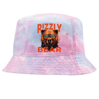 Rizzly Bear Cool Grizzly Bear Wearing Sunglasses Funny Meme Tie-Dyed Bucket Hat