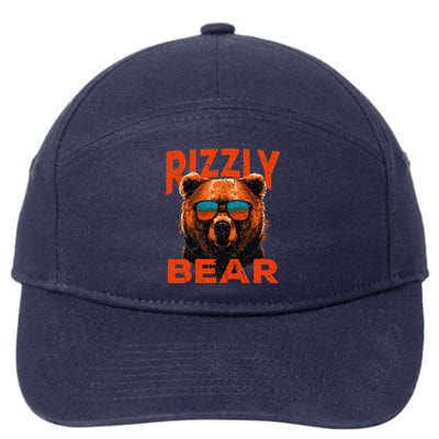 Rizzly Bear Cool Grizzly Bear Wearing Sunglasses Funny Meme 7-Panel Snapback Hat