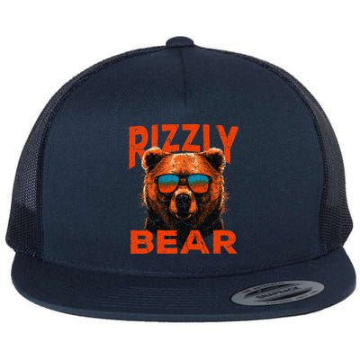 Rizzly Bear Cool Grizzly Bear Wearing Sunglasses Funny Meme Flat Bill Trucker Hat