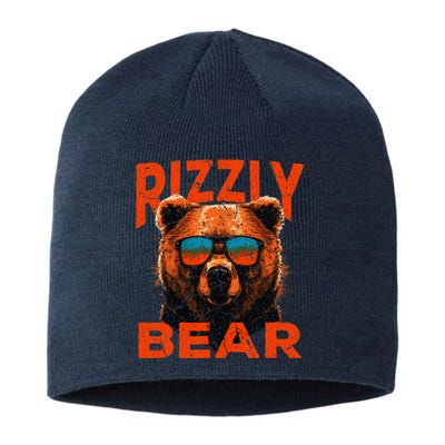 Rizzly Bear Cool Grizzly Bear Wearing Sunglasses Funny Meme Sustainable Beanie