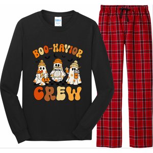 Retro Boohavior Crew Behavior Analyst Halloween Gift Long Sleeve Pajama Set