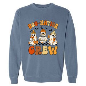 Retro Boohavior Crew Behavior Analyst Halloween Gift Garment-Dyed Sweatshirt