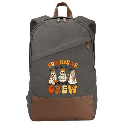 Retro Boohavior Crew Behavior Analyst Halloween Gift Cotton Canvas Backpack