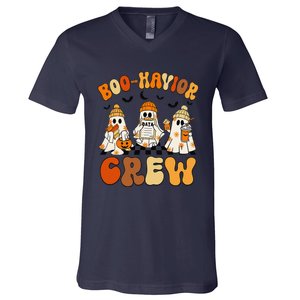 Retro Boohavior Crew Behavior Analyst Halloween Gift V-Neck T-Shirt