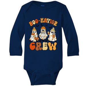 Retro Boohavior Crew Behavior Analyst Halloween Gift Baby Long Sleeve Bodysuit