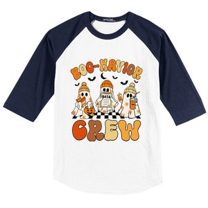 Retro Boohavior Crew Behavior Analyst Halloween Gift Baseball Sleeve Shirt