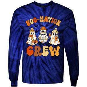 Retro Boohavior Crew Behavior Analyst Halloween Gift Tie-Dye Long Sleeve Shirt