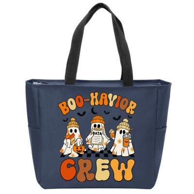 Retro Boohavior Crew Behavior Analyst Halloween Gift Zip Tote Bag