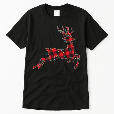 Red & Black Christmas Buffalo Plaid Deer Xmas Holiday Tall T-Shirt