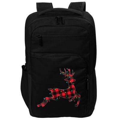 Red & Black Christmas Buffalo Plaid Deer Xmas Holiday Impact Tech Backpack