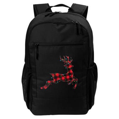 Red & Black Christmas Buffalo Plaid Deer Xmas Holiday Daily Commute Backpack