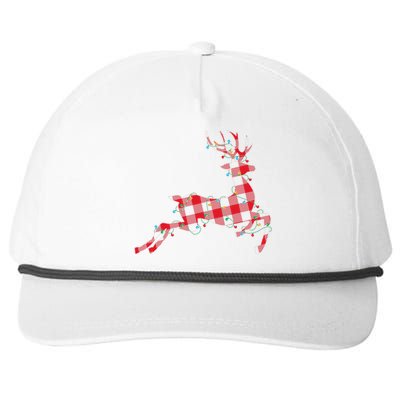 Red & Black Christmas Buffalo Plaid Deer Xmas Holiday Snapback Five-Panel Rope Hat