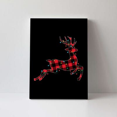 Red & Black Christmas Buffalo Plaid Deer Xmas Holiday Canvas