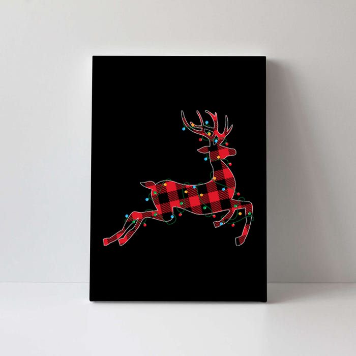 Red & Black Christmas Buffalo Plaid Deer Xmas Holiday Canvas