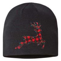 Red & Black Christmas Buffalo Plaid Deer Xmas Holiday Sustainable Beanie