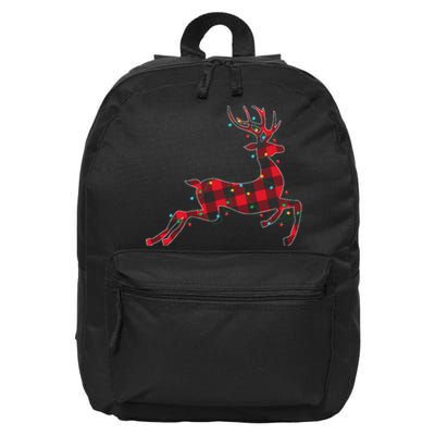 Red & Black Christmas Buffalo Plaid Deer Xmas Holiday 16 in Basic Backpack