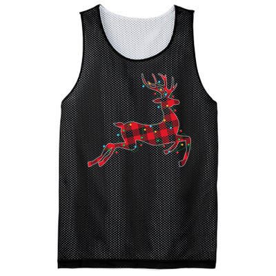 Red & Black Christmas Buffalo Plaid Deer Xmas Holiday Mesh Reversible Basketball Jersey Tank