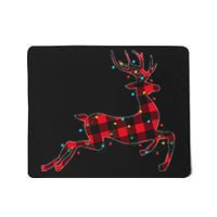 Red & Black Christmas Buffalo Plaid Deer Xmas Holiday Mousepad