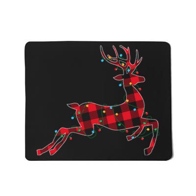 Red & Black Christmas Buffalo Plaid Deer Xmas Holiday Mousepad