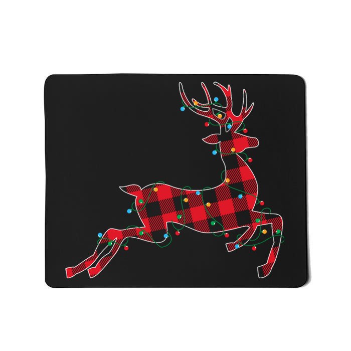 Red & Black Christmas Buffalo Plaid Deer Xmas Holiday Mousepad