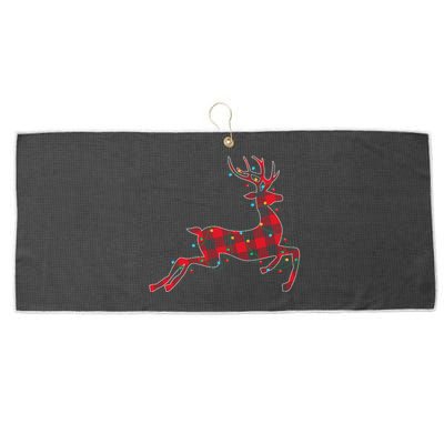 Red & Black Christmas Buffalo Plaid Deer Xmas Holiday Large Microfiber Waffle Golf Towel