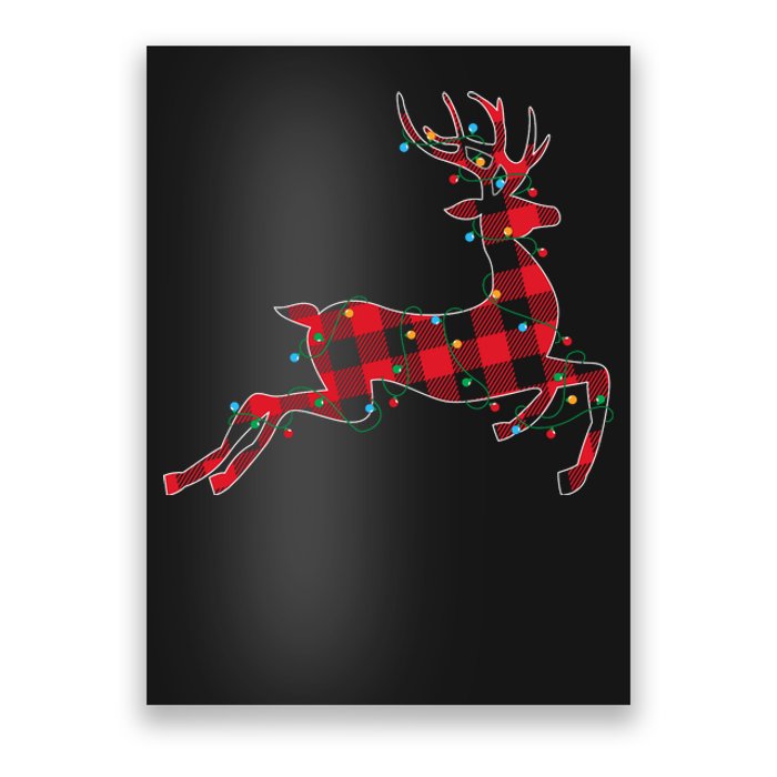 Red & Black Christmas Buffalo Plaid Deer Xmas Holiday Poster