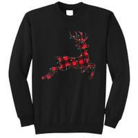 Red & Black Christmas Buffalo Plaid Deer Xmas Holiday Tall Sweatshirt