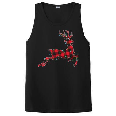 Red & Black Christmas Buffalo Plaid Deer Xmas Holiday PosiCharge Competitor Tank