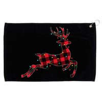 Red & Black Christmas Buffalo Plaid Deer Xmas Holiday Grommeted Golf Towel