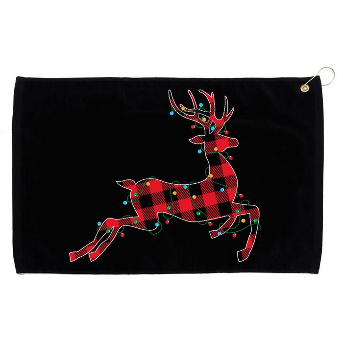 Red & Black Christmas Buffalo Plaid Deer Xmas Holiday Grommeted Golf Towel