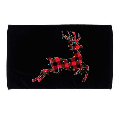 Red & Black Christmas Buffalo Plaid Deer Xmas Holiday Microfiber Hand Towel