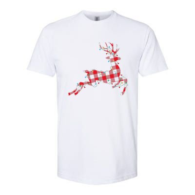 Red & Black Christmas Buffalo Plaid Deer Xmas Holiday Softstyle CVC T-Shirt