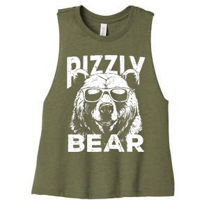 Rizzly Bear Cool Bear Wearing Sunglasses Rizz For Boy Women's Racerback Cropped Tank