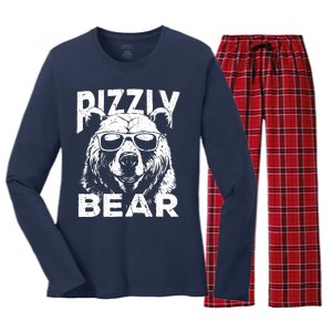 Rizzly Bear Cool Bear Wearing Sunglasses Rizz For Boy Women's Long Sleeve Flannel Pajama Set 