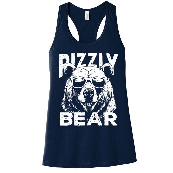 Rizzly Bear Cool Bear Wearing Sunglasses Rizz For Boy Women's Racerback Tank