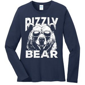 Rizzly Bear Cool Bear Wearing Sunglasses Rizz For Boy Ladies Long Sleeve Shirt