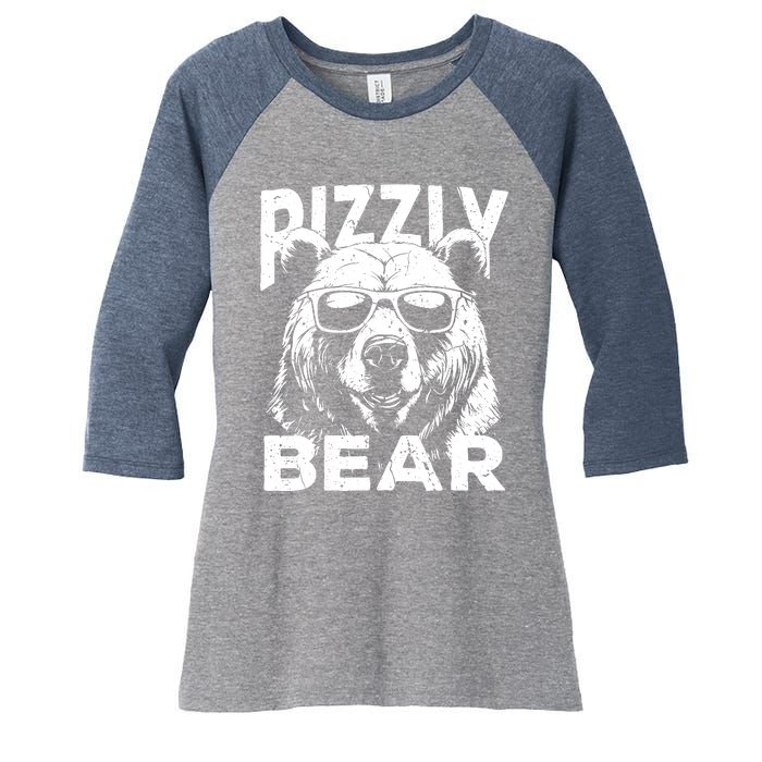 Rizzly Bear Cool Bear Wearing Sunglasses Rizz For Boy Women's Tri-Blend 3/4-Sleeve Raglan Shirt