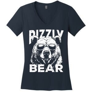 Rizzly Bear Cool Bear Wearing Sunglasses Rizz For Boy Women's V-Neck T-Shirt