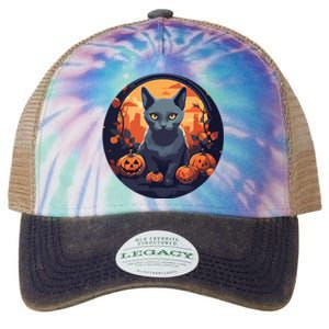 Russian Blue Cat Halloween Pumpkin Love Cats Legacy Tie Dye Trucker Hat